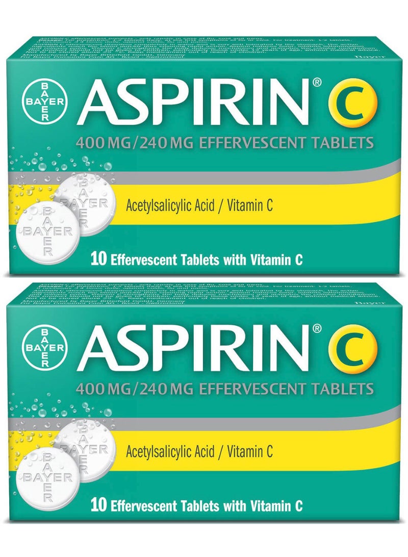 ASPIRIN Pack Of 2 Aspirin C Effervescent 400mg 240mg 10 Tablets - Image 1